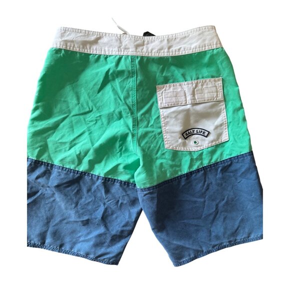 SALT LIFE Mens Color Block Board Shorts 28 Quick Dry Swimming Trunks - Picture 2 of 9